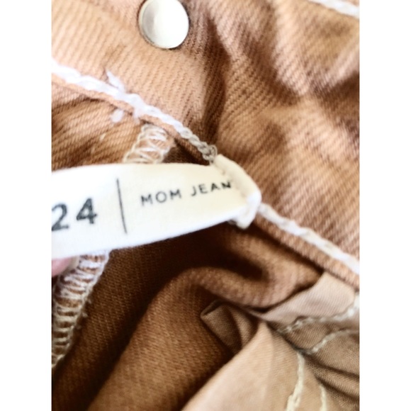 Pacsun Tan & White Mom Jeans w/Circle Designs and Raw Hem - Picture 7 of 7